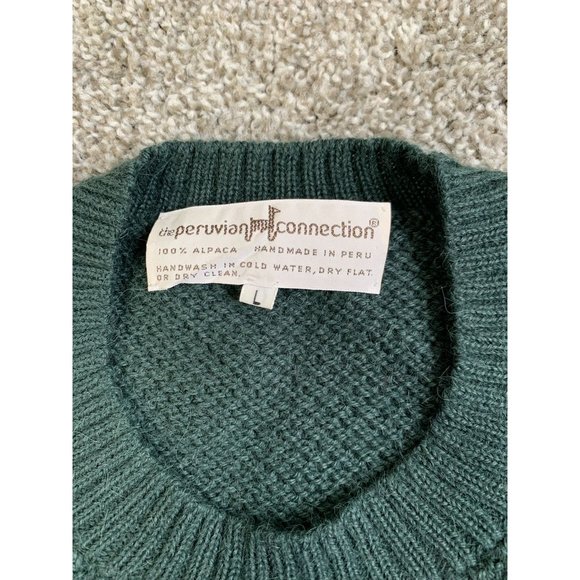 Peruvian Connection 100% Alpaca Green Pullover Sweater L - Picture 3 of 9